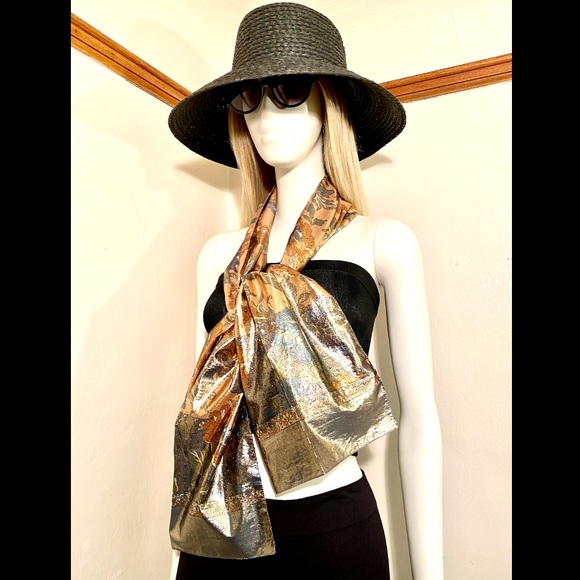 NORDSTROM - Vintage Italian Metallic Tonal Scarf - Picture 11 of 17